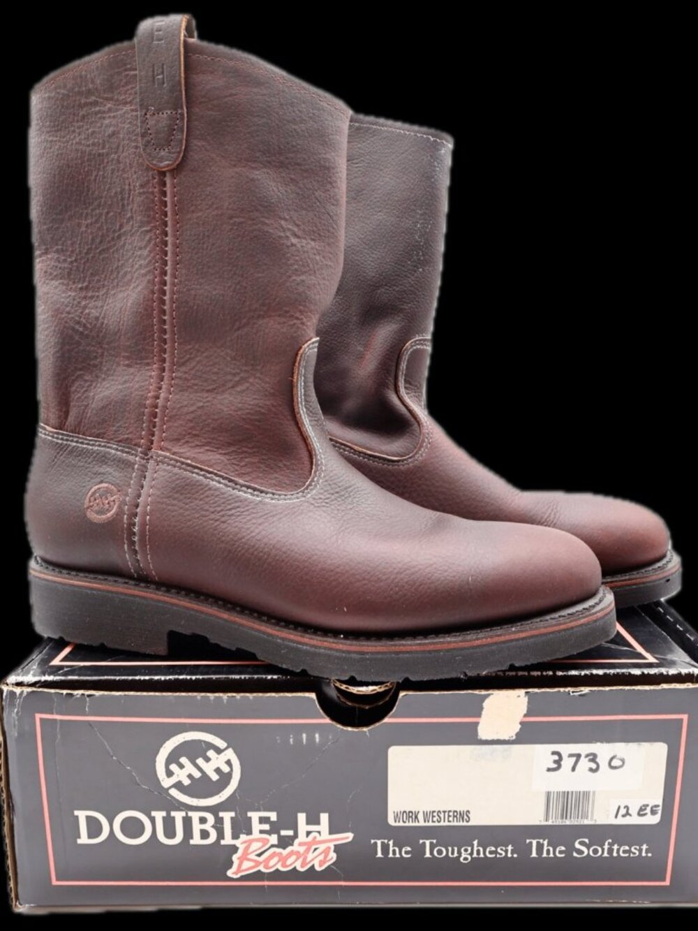 Double-H Boots Mens 12 EE USA Brown Leather Ranch Wellington Work Boots NIB 3730